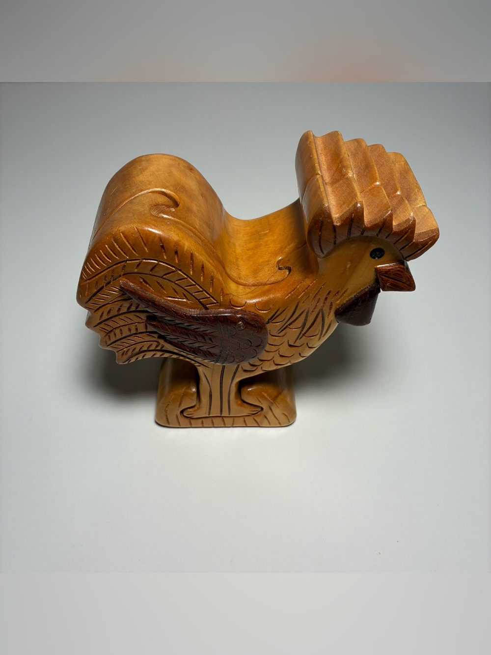 Hand-craved Handmade Wood Decorative Puzzle Rooster Made in Rio Dulce Guatemala